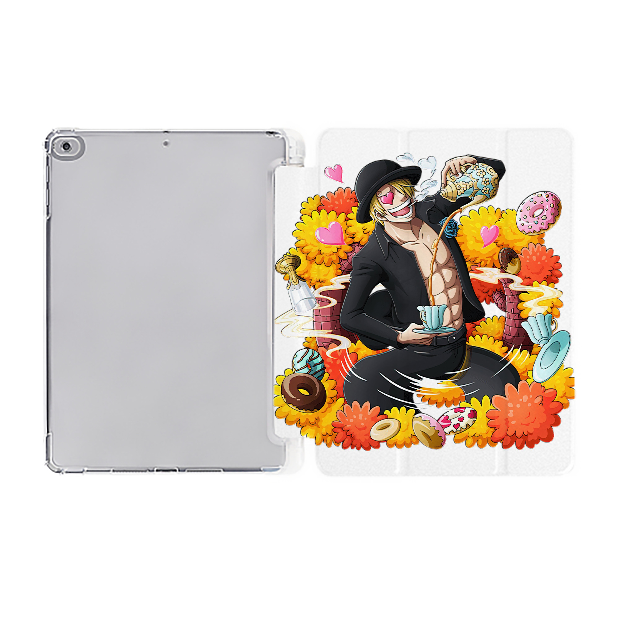 （画像用） ワンピース サンジ ONE PIECE Sanji IPad ケース ペン収納付き 三つ折りスタンド PUレザー×シリコン 対応機種9.5/10.5/10.9インチ